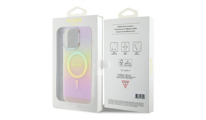 Guess GUHMP15LHITSP iPhone 15 Pro 6.1" roosa kõvakorpus IML iridescent MagSafe