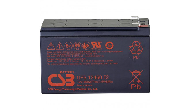 CSB Battery Battery 12V, 9Ah, AGM | UPS12460F2 | 460 W