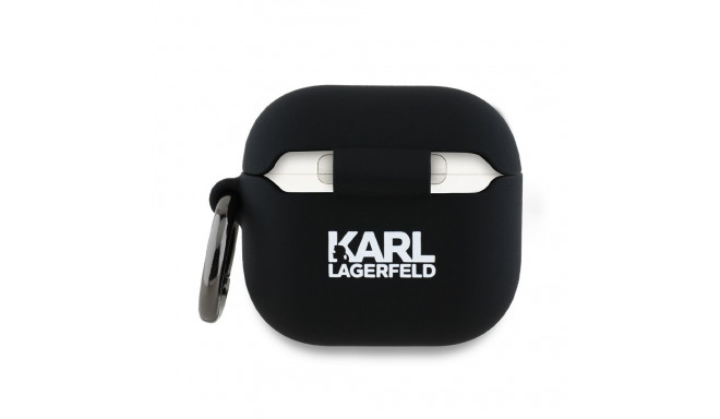 Karl Lagerfeld KLA4RUNKCHK AirPods 4 must silikoonümbris Karl&Chaupette pea 3D