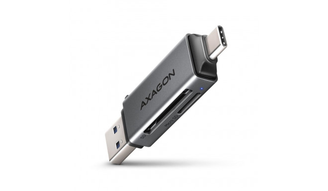 AXAGON Mobiilne USB 3.2 Gen 1 MINI kaardilugeja USB-C ja USB-A ühendustega | CRE-DAC