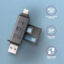 AXAGON Mobiilne USB 3.2 Gen 1 MINI kaardilugeja USB-C ja USB-A ühendustega | CRE-DAC