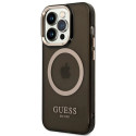 Guess GUHMP14LHTCMK iPhone 14 Pro 6.1" must kõvakorpus kuldse kontuuriga läbipaistev MagSafe