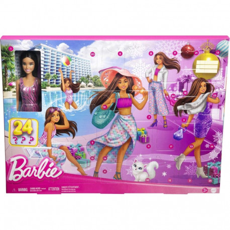 Barbie nukk Barbie advendikalender nukuga ja 24 üllatusega: riided ja aksessuaarid (HKB09)