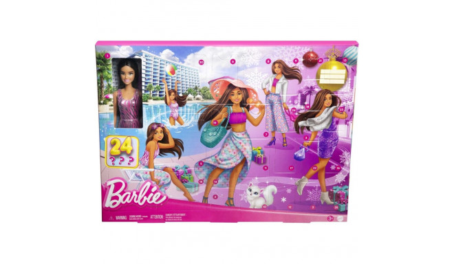 Barbie nukk Barbie advendikalender nukuga ja 24 üllatusega: riided ja aksessuaarid (HKB09)