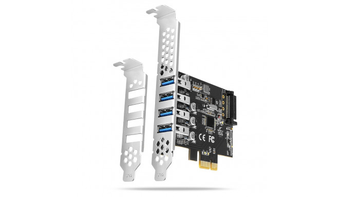 AXAGON PCEU-43RS PCIe adapter 4x USB3.0 UASP VIA 15-pin SATA toiteallikas