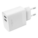 FIXED kahe USB pesaga reisilaadija 17W, valge | Fixed
