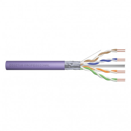 Installation cable DIGITUS kategooria 6 F/UTP Dca AWG23/1 LSOH, 305m, lilla, rull