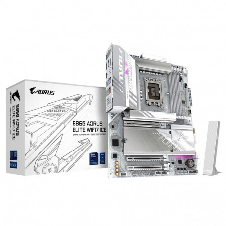GIGABYTE B860 AORUS ELITE WIFI7 ICE Motherboard - Intel Core Ultra Series CPUs, 14+1+2+1 Phases VRM,