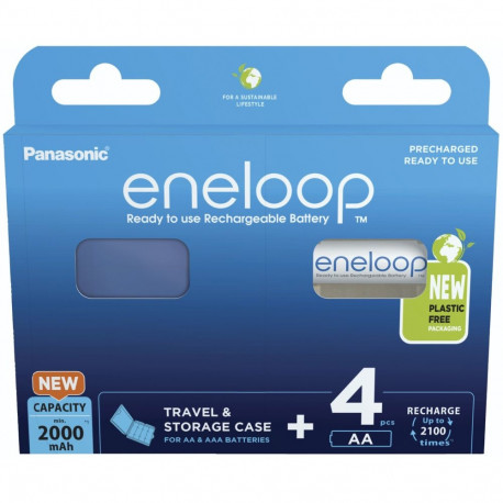 Rechargeable batteries PANASONIC ENELOOP AA 2000 mAh 4 szt + case (BK-3MCDE/4CP+CASE)