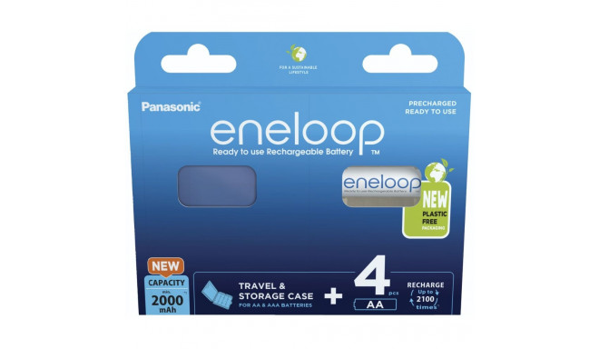 Rechargeable batteries PANASONIC ENELOOP AA 2000 mAh 4 szt + case (BK-3MCDE/4CP+CASE)