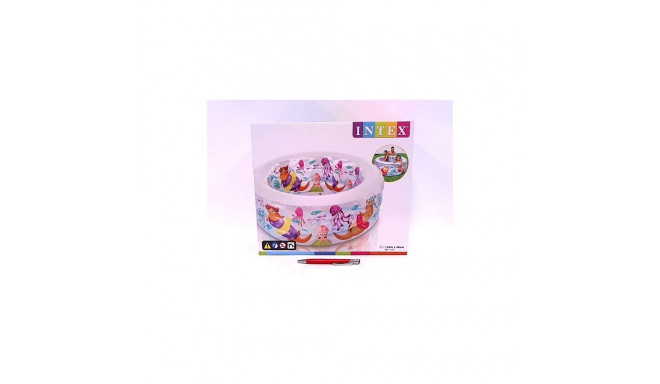 Paddling pool with fish pattern and inflatable floor in box 52x56cm 58480NP INTEX