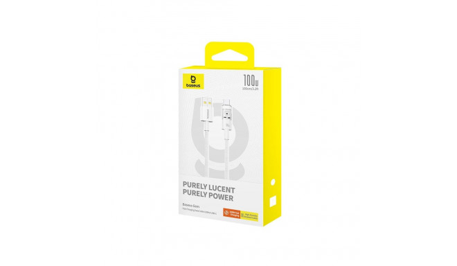 Baseus Gem USB A to USB C kiirlaadimiskaabel 1 m 100 W valge