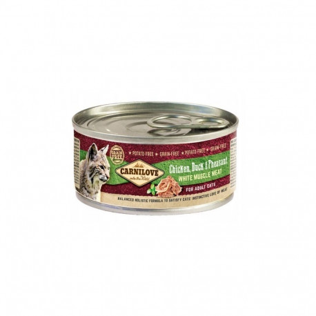 CARNILOVE Cat Chicken, Duck & Pheasant White Muscle Meat – wet food for cats – 100 g