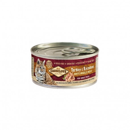 CARNILOVE Cat Turkey & Reindeer White Muscle Meat – wet food for cats – 100 g