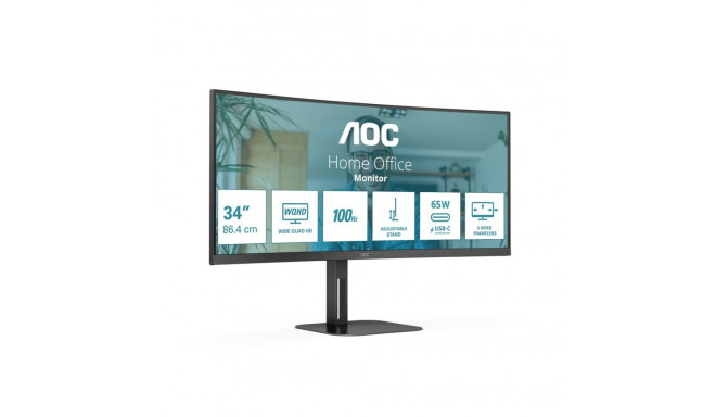 AOC V5 CU34V5C/BK LED ekraan 86,4 cm (34") 3440 x 1440 pikslit laiekraan Quad HD must