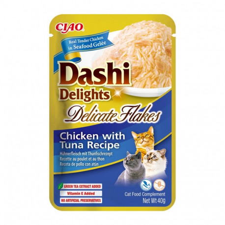 INABA CAT Dashi Delights õrnad helbed kana tuunikalaga kassimaius 40g
