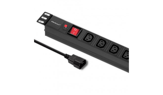 Qoltec 53998 Power strip for RACK 19" | 1U | 10A | PDU | 8xIEC C13 | 2m