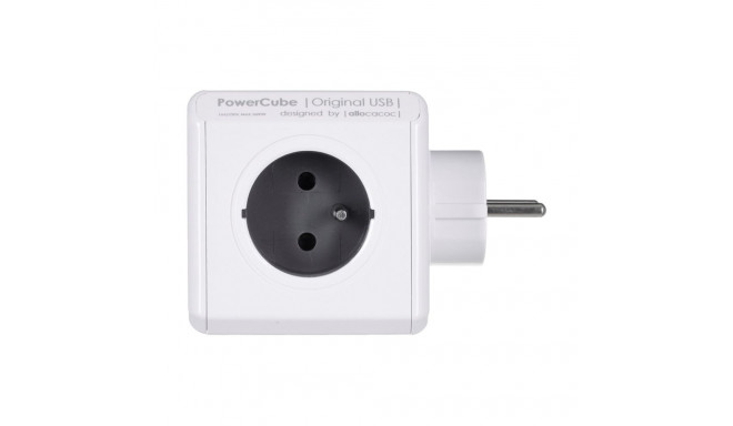 Allocacoc harupesa PowerCube Original Type E 5 pesa, hall/valge