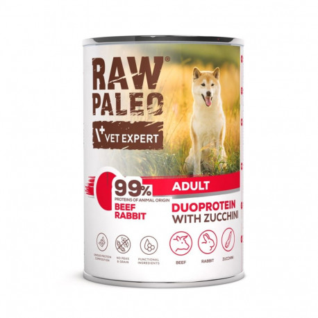 VetExpert koerte märgtoit Raw Paleo Duoprotein täiskasvanud koertele veiseliha ja küülikuga 400g