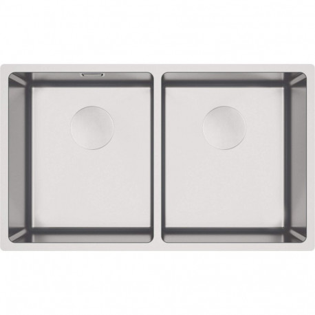 2-bowl wall-hung steel sink