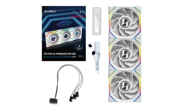 Lian Li UNI FAN SL juhtmevaba LCD 120 reverse blade arvutikorpuse ventilaator 12 cm valge 3 tk