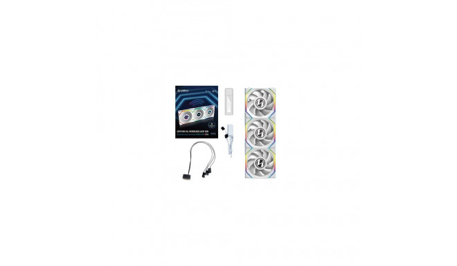 Lian Li UNI FAN SL juhtmevaba LCD ventilaator, ARGB, PWM, 3-pack koos kontrolleriga – 120 mm, valge