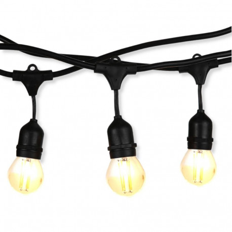 Garden garland V-TAC VT-713 15 m rope, 15 bulb holders E27 rubber + socket IP54 (SKU 3673) Black
