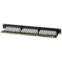 1U STP 24x RJ45 Cat6 must kaablijagaja koos kandikuga