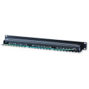 1U STP 24x RJ45 Cat6 must kaablijagaja koos kandikuga