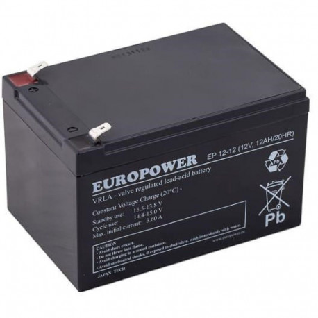 EUROPOWER AGM-aku EP-seeria 12V 12Ah (eluiga 6–9 aastat)