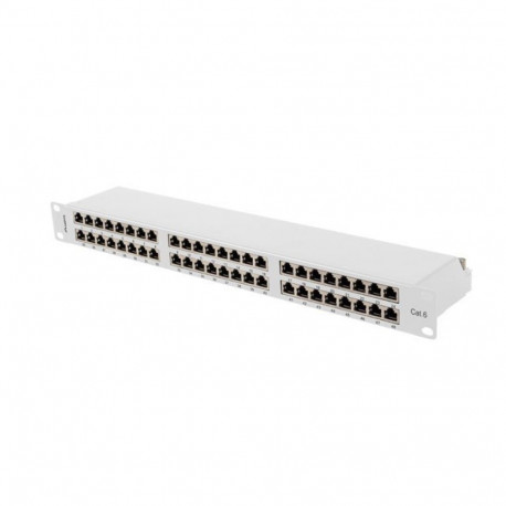 PATCH PANEL 48 porti 1U 19" CAT6 FTP varjestatud hall LANBERG