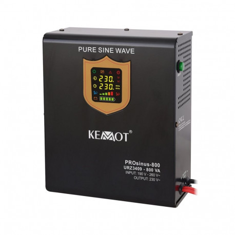 Wall-mounted emergency power supply KEMOT PROsinus-800 converter with pure sine wave and charging fu