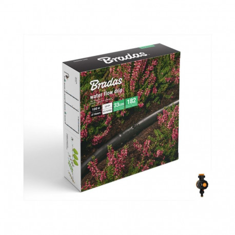 Bradas Water Flow Drip 100m tilkvooliku komplekt veehulga mõõtjaga