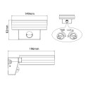 Maclean LED lamp, seinapealne, PIR-anduriga, PC+ALU, 20W, 1700lm, IP65, Neutraalne Valge 4000K, hall