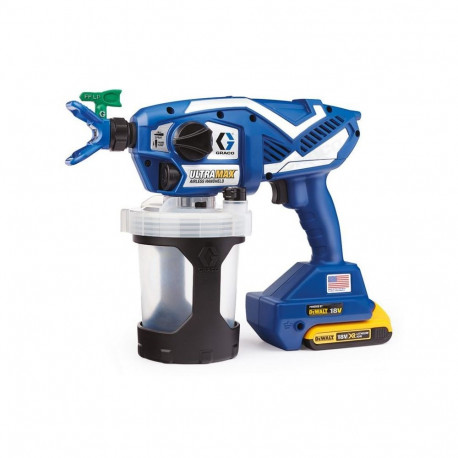 GRACO värvipüstol ULTRAMAX komplektis 2x DEWALT 2Ah akut, laadija ja kott