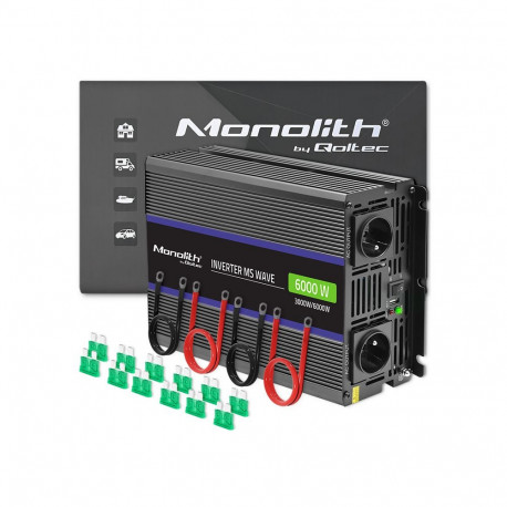 Qoltec Monolith 6000 MS Wave pingemuundur | 12V to 230V | 3000/6000W | USB