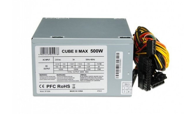 iBox CUBE II toiteplokk 500 W 20+4 pin ATX ATX hõbedane
