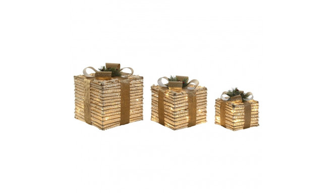 Christmas bauble DKD Home Decor White Golden Natural 25 x 25 x 25 cm (3 Pieces)