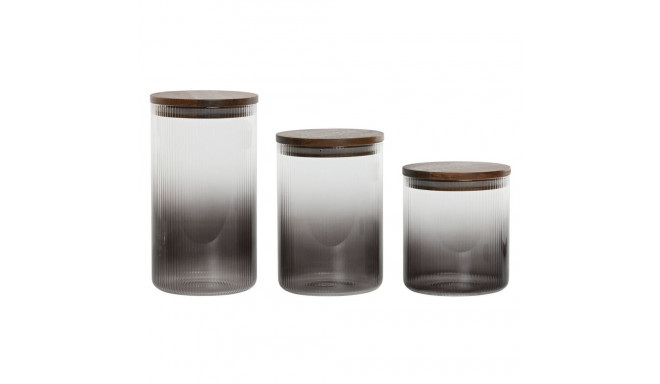 3 Tubs Home ESPRIT Grey Natural Acacia Borosilicate Glass 900 ml 1,5 L 1,2 L 3 Pieces