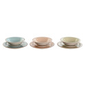 Dinnerware Set Home ESPRIT Blue Green Multicolour Pink Amber Stoneware 26,5 x 26,5 x 3 cm 27,5 x 27,