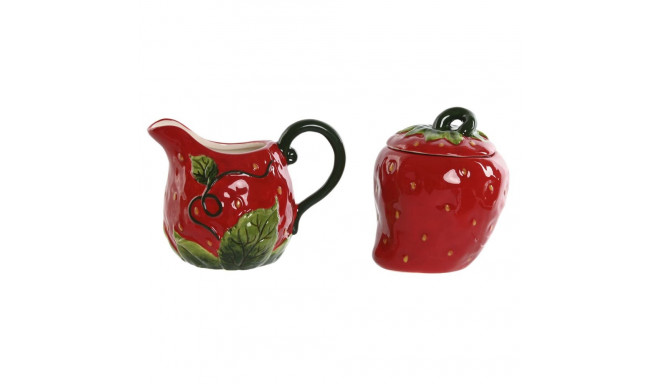 Milk jug and sugar bowl Home ESPRIT Red Stoneware 15 x 10 x 11 cm 2 Pieces
