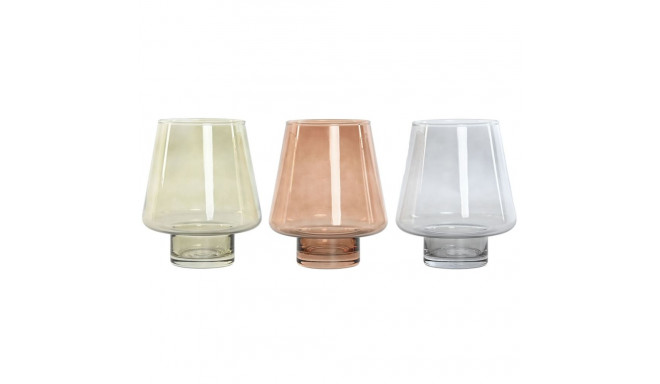 Vase Home ESPRIT Blue Green Amber Crystal Modern 14,5 x 14,5 x 18 cm (3 Units)