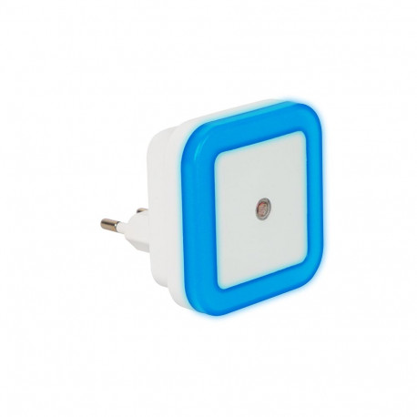 44-287# Lampka nocna led z czujnikiem zmierzchu kwadratowa niebieska