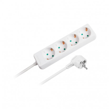 Rebel valge 4-pesaline 1,5 m saksa tüüpi pikendusjuhe ilma lülitita (3x1,0mm)