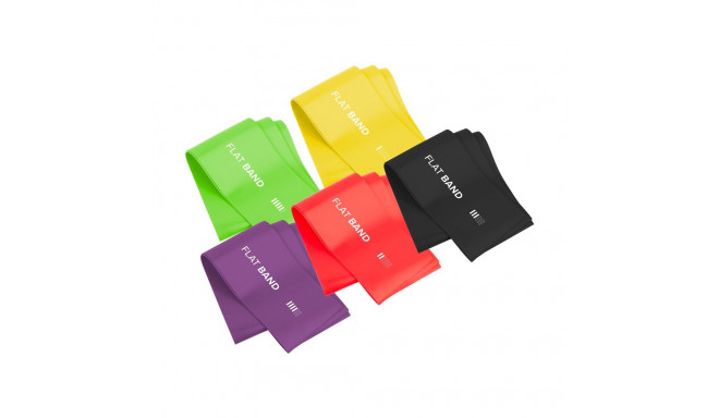 Zestaw gum do ćwiczeń lateksowe 2m - Flat Band LTs-1, 2,5-20 kg, 5 gum, REBEL ACTIVE