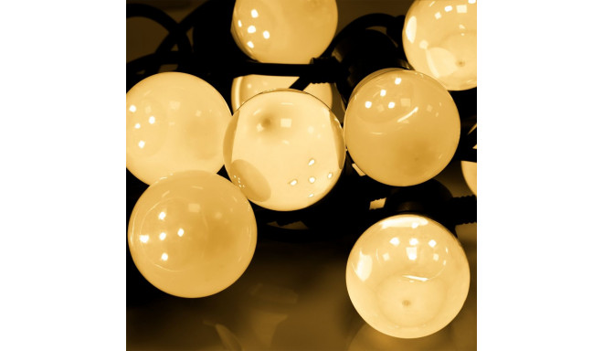 Rebel välisvalgustid, soojad valged – kuulid (girland), 230V