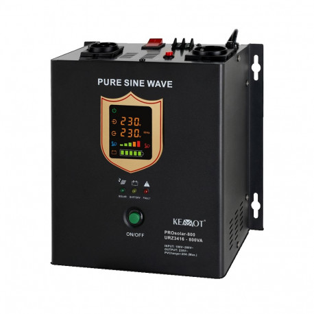 Seinale paigaldatav päikeseenergia muundur (inverter) KEMOT PROsolar-800 (12V 230V 800VA/500W)