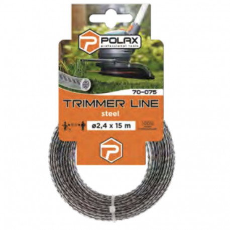 Trimmera aukla, metāla stieple ar neilonu, 3.0mm x 15m, Polax