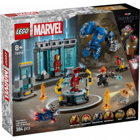 Bricks Super Heroes ehituskomplekt 76315 Iron Mani laboratoorium soomuste saal