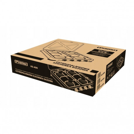 Gas Hob - Promis KG400C 4 Zone Metaltek Surface Countertop Black, White